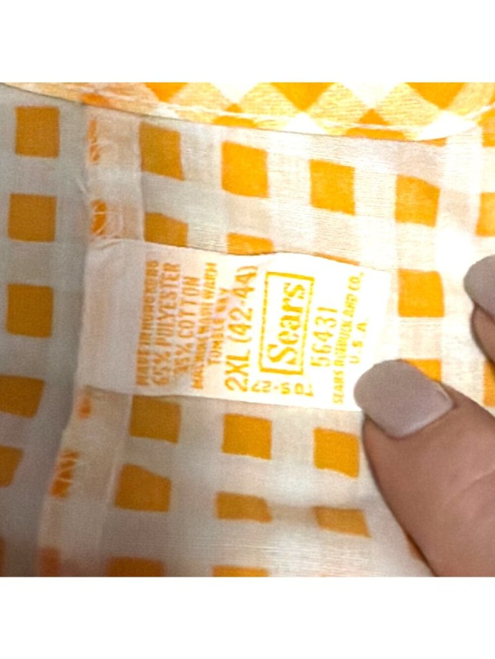 Vintage Sears Yellow & White Gingham Apron Dress With Pockets 2XL - Picture 3 of 5
